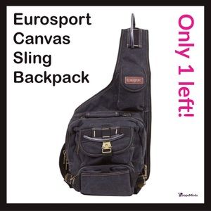 Eurosport Black Canvas Sling Backpack